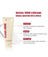 KSECRET - SEOUL 1988 Cream : Snail Mucin 93% + Rice 100ml
